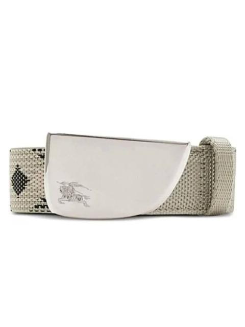Burberry Burberry Men's Lichen Check Webbing Shield Belt