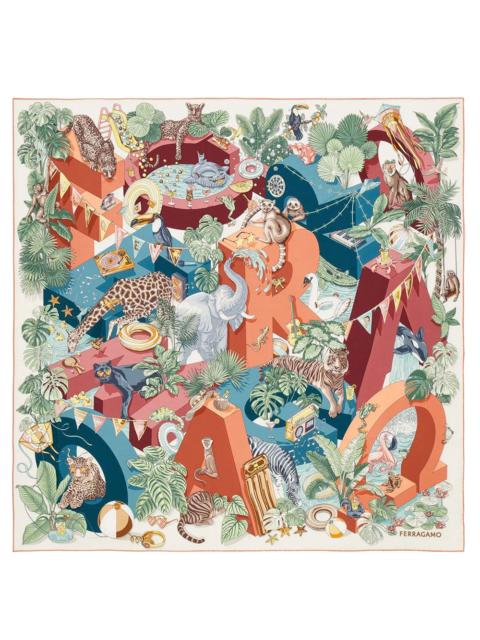 FERRAGAMO Ferragamo Women Jungle Party Print Silk Scarf