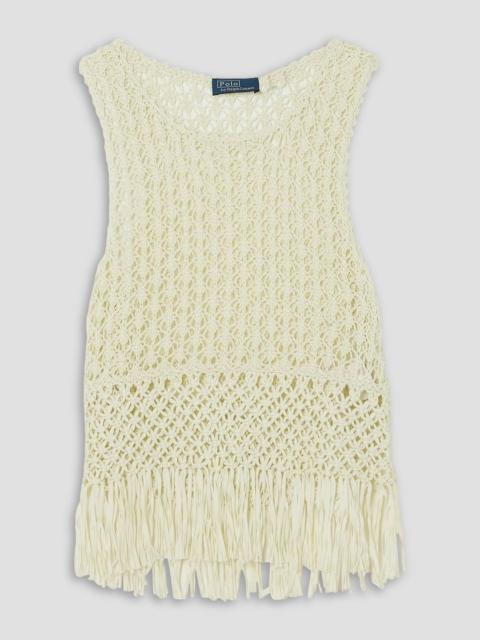 Polo Ralph Lauren Fringed crocheted and macramé cotton top