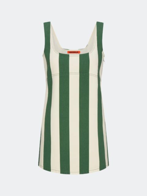 SIMONMILLER Sahara Striped Denim Dress in Gummy Green/Ecru