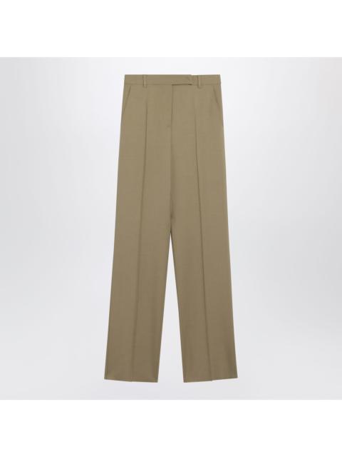 Max Mara Max Mara Wide-Leg Trousers In Camel Wool And Silk Poplin Women