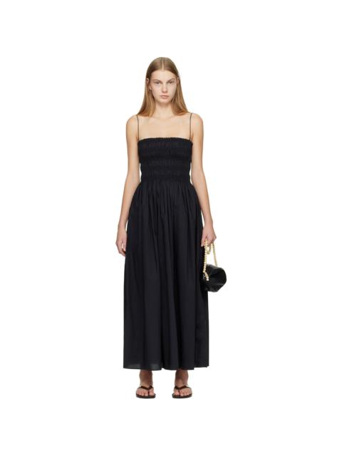 MATTEAU Black Shirred Bodice Midi Dress