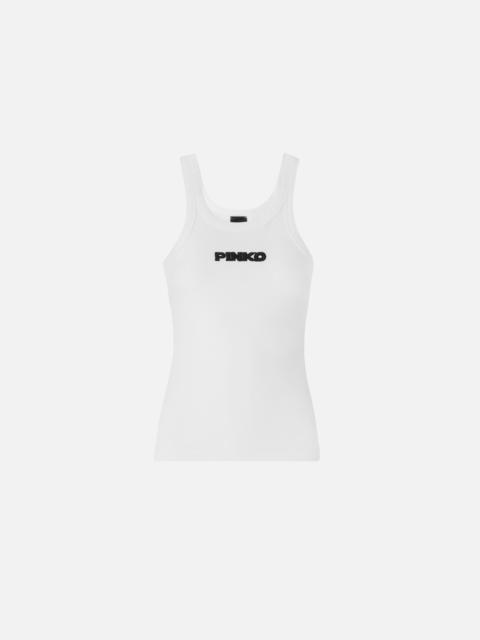 PINKO RIBBED VEST TOP WITH PINKO 3D LOGO