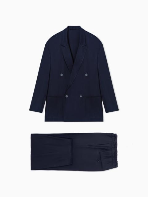 GIORGIO ARMANI CUPRO CHEVRON DOUBLE-BREASTED SUIT