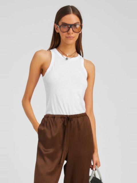 SPRWMN WHITE COTTON RACER TANK