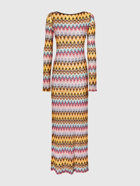 Missoni Long dress in lamé viscose lace with open back