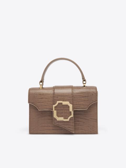 MALONE SOULIERS Audrey Taupe Embossed Leather Mini Handbag