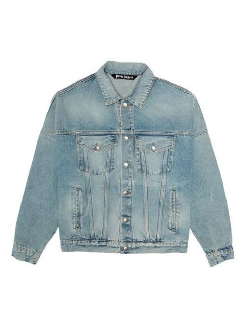 Palm Angels Logo Over Button-Up Denim Jacket 'Light Blue' PMYE006R203430017310