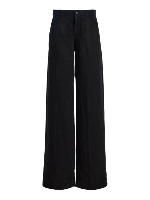 The Row Eglitta Linen Mid-Rise Straight-Leg Jeans black