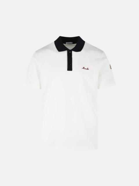 Moncler WHITE COTTON POLO SHIRT