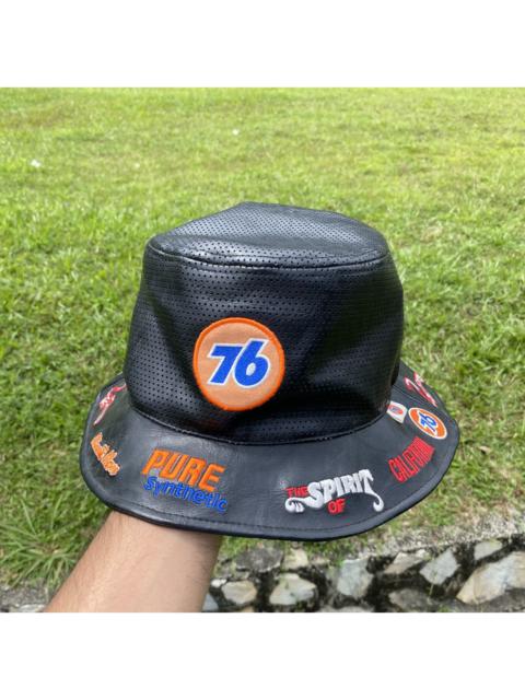 Vintage leather bucket Hat 76 lubricant racing