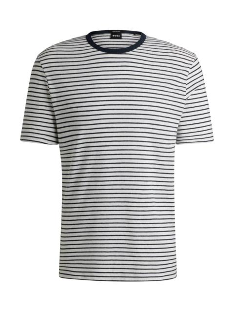 BOSS REGULAR-FIT T-SHIRT IN COTTON AND LINEN