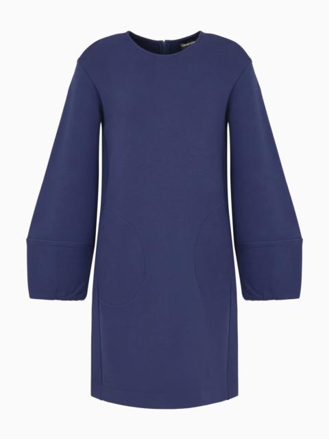 EMPORIO ARMANI Double jersey dress with balloon sleeves