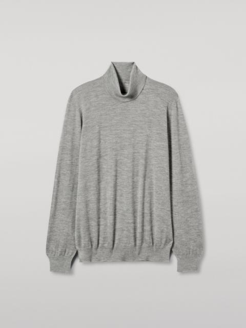 Johnstons of Elgin Fin Grey Cashmere Roll Neck Jumper