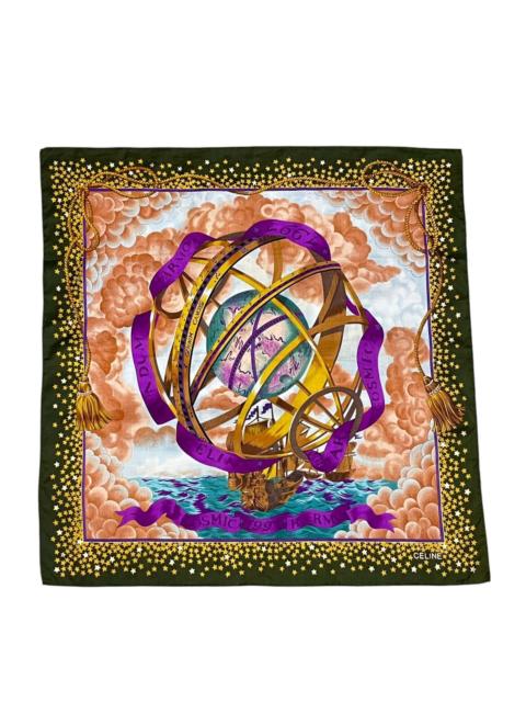 CELINE Ultra Rare Vintage CELINE Cosmic Globe Bandana Pocketsquare