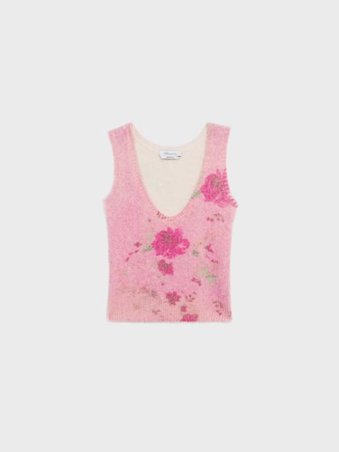 Blumarine ALPACA BLEND TOP WITH ROSES PRINT