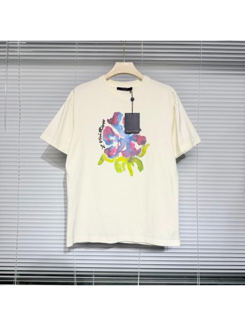 Louis Vuitton Louis Vuitton Watercolor Floral Cotton White Short Sleeve T-Shirt