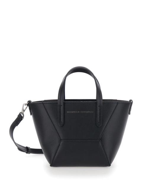 Brunello Cucinelli Brunello Cucinelli Women Mini 'Duo' Black Leather Tote