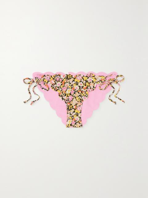 MARYSIA Mott Reversible Scalloped Floral-print Stretch-crepe Bikini Briefs