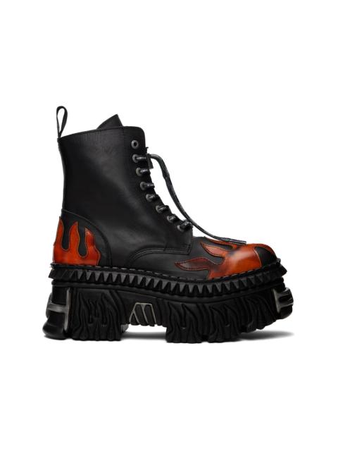 VETEMENTS Black New Rock Edition Flame Combat Boots