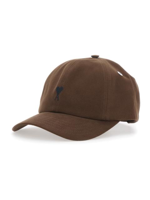 AMI Paris Ami Paris Men Quota Hat With Ami De Coeur Embroidery In Tech Fabric Brown Unisex