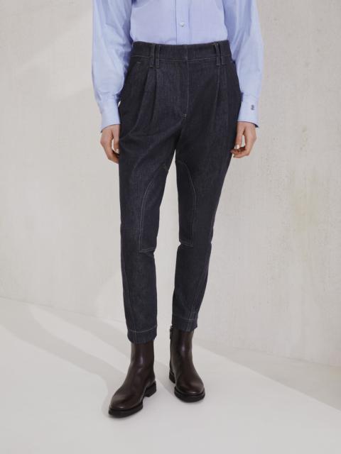 Brunello Cucinelli Comfort no-fade denim equestrian trousers with monili
