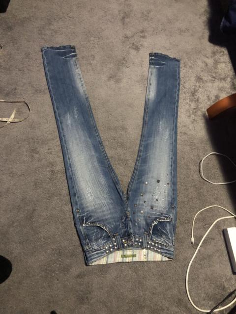Other Designers Archival Clothing - vintage rave y2k Cyber Studded Faded denim Jeans