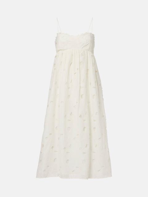 ULLA JOHNSON Marina floral cotton organdy midi dress