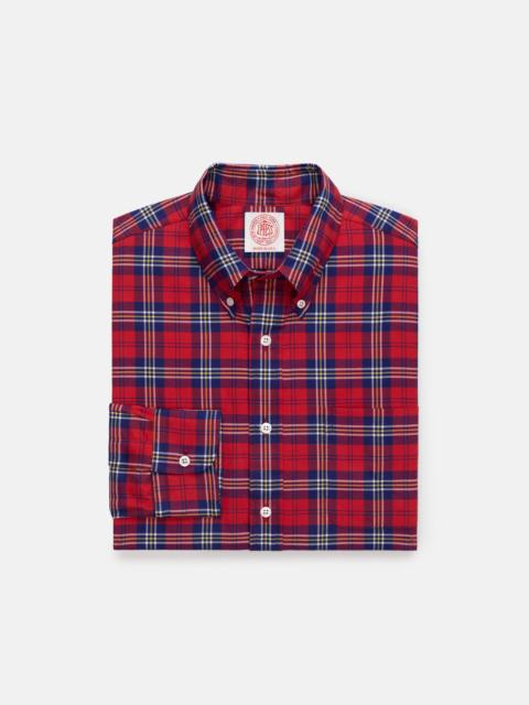J. PRESS MADE-IN-USA RED GROUND TARTAN FLANNEL SPORT SHIRT - CLASSIC FIT