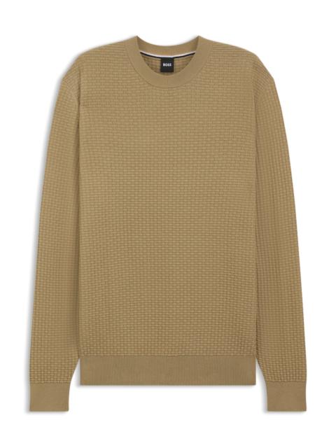 BOSS COTTON SWEATER WITH KNITTED STRUCTURE