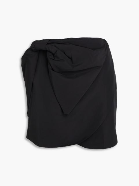 FARM RIO Wrap-effect bow-detailed taffeta mini skirt