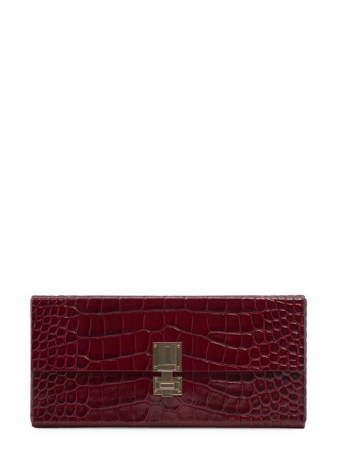 TOM FORD TOM FORD Croc Embossed Patenet Leather East/West Box Clutch in 1R008 Ruby Red at Nordstrom