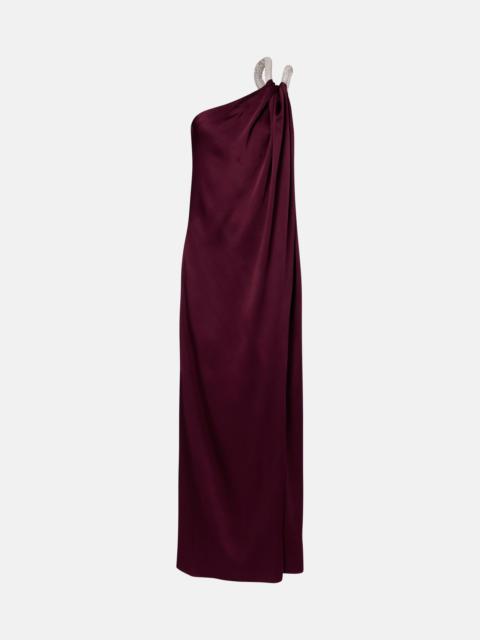 Stella McCartney Draped embellished one-shoulder satin gown