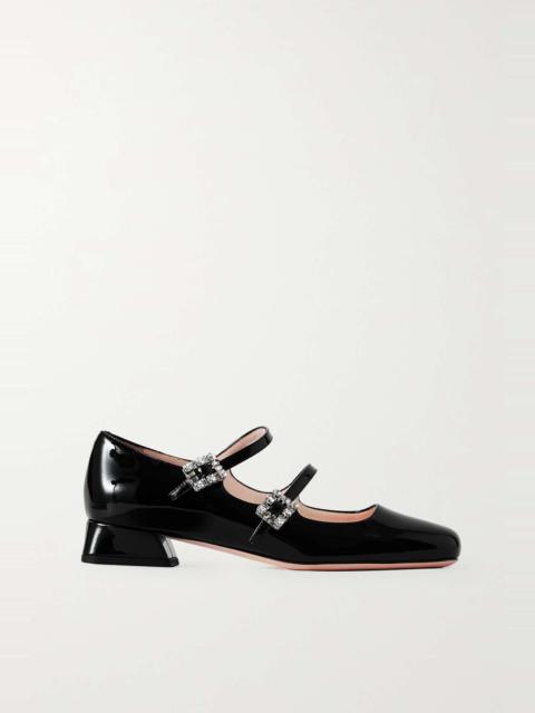 Mini Très Vivier crystal-embellished patent-leather pumps