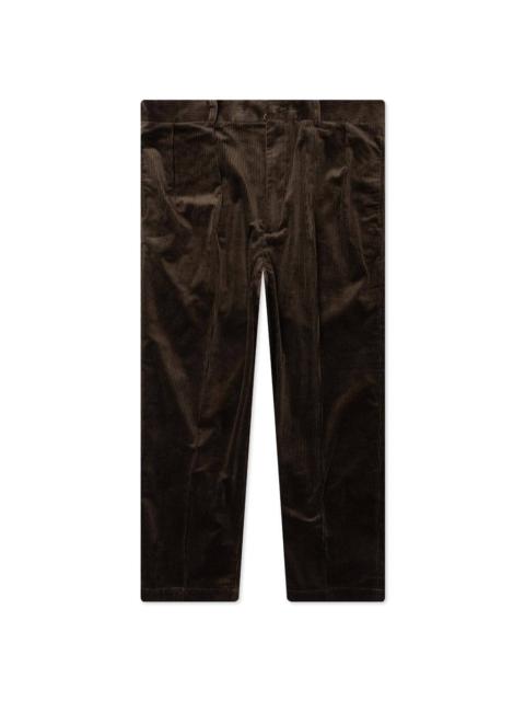WACKO MARIA DOUBLE PLEATED CORDUROY TROUSERS - BROWN