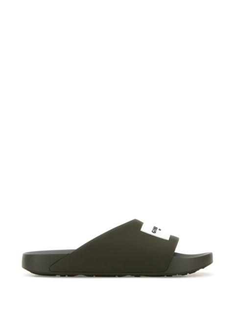 Givenchy Givenchy Men Army Green Rubber Slippers