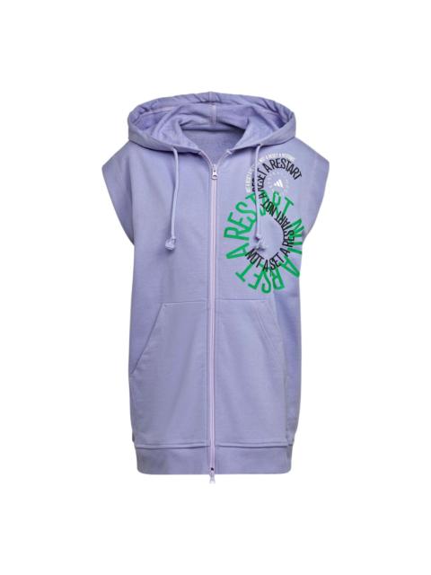 adidas adidas Logo Alphabet Printing Pattern Hooded Zipper Purple IB5904