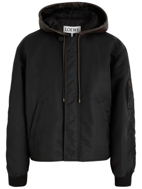 Loewe Hooded Leather and Nylon Bomber Jacket
