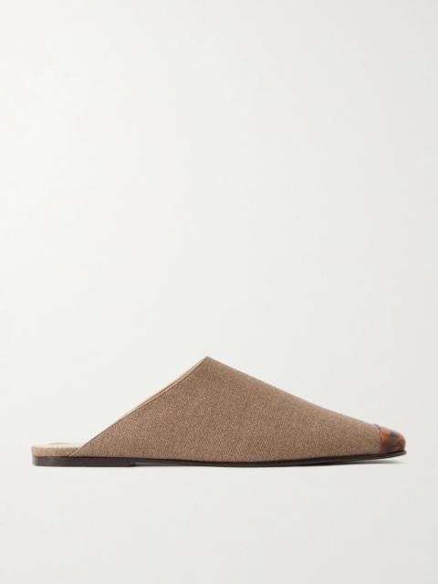 Loro Piana Alba Embellished Cashmere And Silk-blend Hopsack Slippers