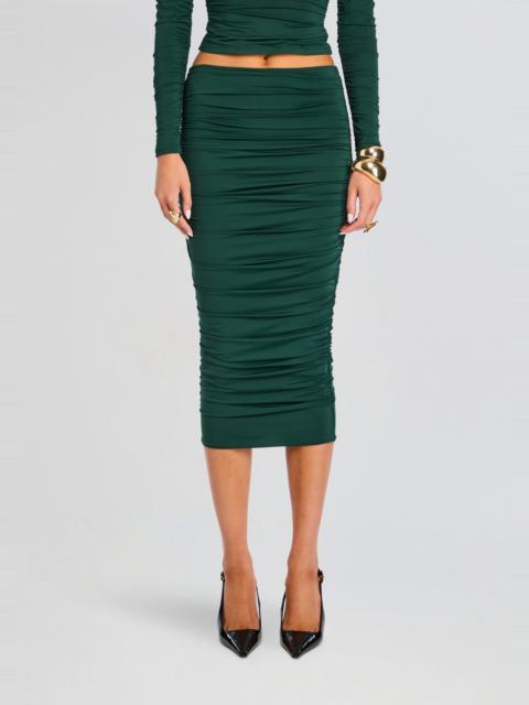 RETROFÊTE DARCY MID RISE RUCHED MIDI SKIRT