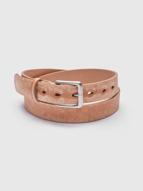 FULLCOUNT Wild Leather Narrow Belt in Natural