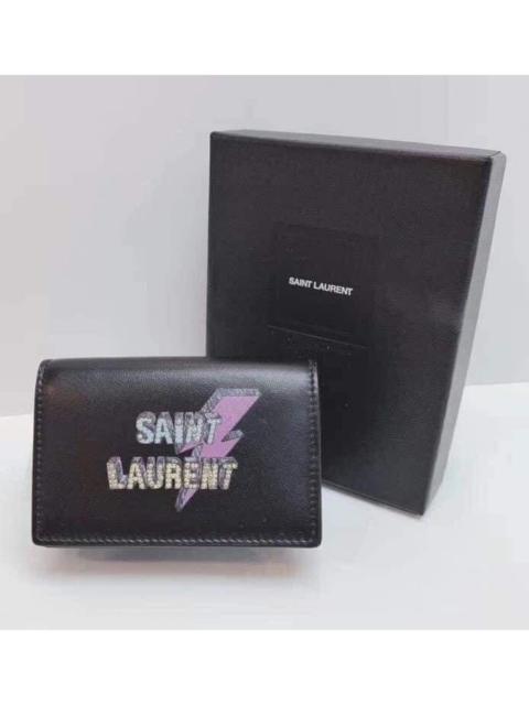 SAINT LAURENT $425 SS18 Eclair Lightning Bolt Compact Wallet