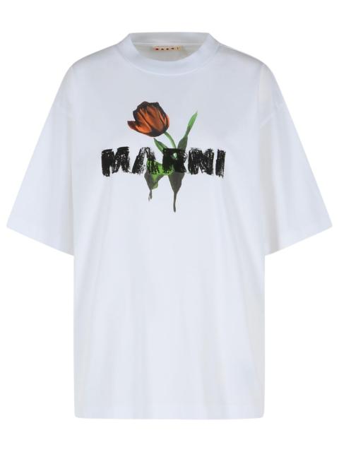 Marni Marni White Cotton T-Shirt With Tulip Print Women