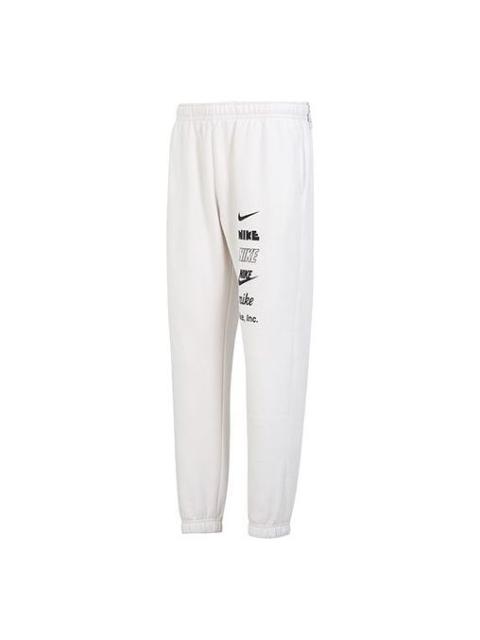 Nike Nike Club Fleece Multi Logo Pants 'White Black' DX0796-030