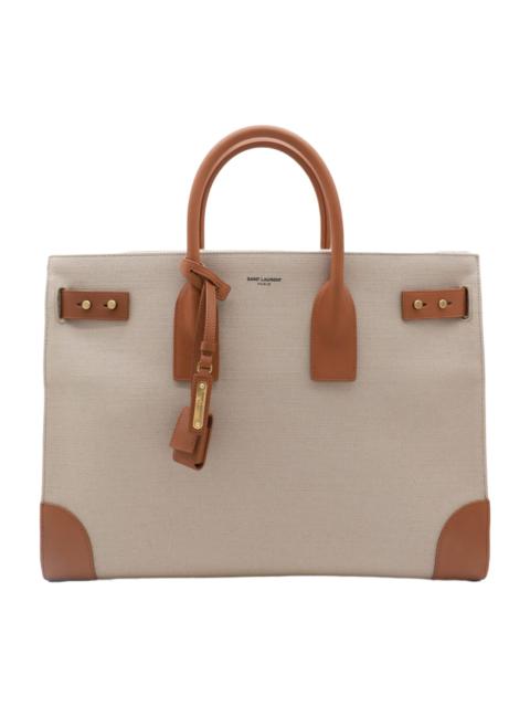 SAINT LAURENT Beige Canvas Sac De Jour Top Handel Bag