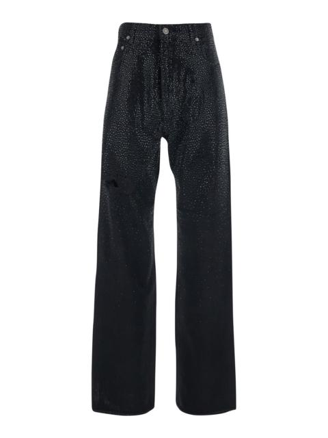 Golden Goose Golden Goose Women Black Jeans With Belt Loops And All-Over Crystal Embellishments In Denim Woman