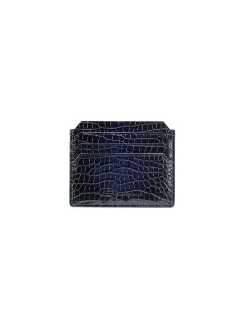 Santoni Blue alligator leather credit card holder