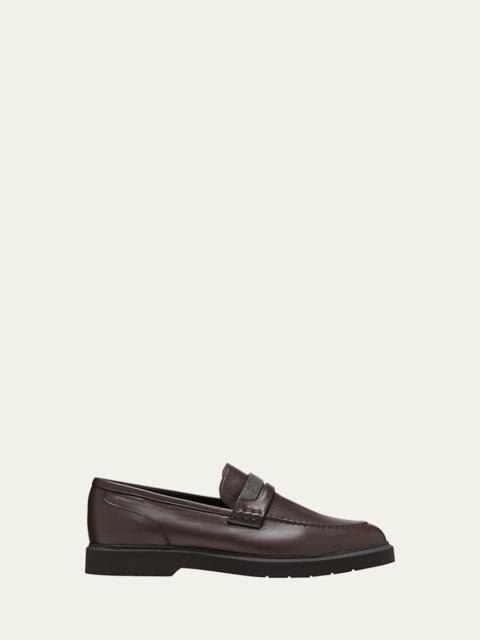 Brunello Cucinelli Leather Monili Penny Loafers