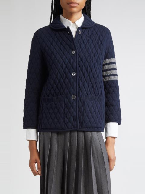 Thom Browne Thom Browne 4-Bar Quilted Virgin Wool Blend Jacket in Navy at Nordstrom
