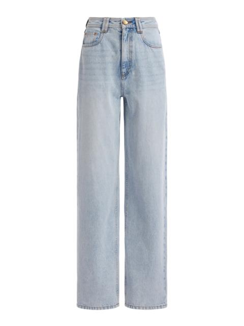 Aje. Elliot High-Rise Denim Straight-Leg Jeans light wash